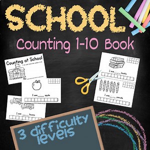 Counting at School - Counting Book 1 to 10 - NO PREP - Print & Go