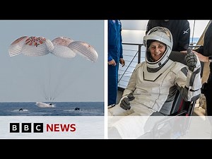 Nasa astronauts return to Earth after nine months in space | BBC News