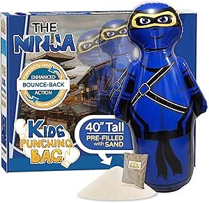 INFLATABLE DUDES Ninja Toy 40 Inches -Kids Punching Bag | Already Filled with Sand| Bop Bag | Inflatable Bopper | Boxing | Ninja Birthday Party | Punching Bag for Kids- (Little Dudes Nobi)