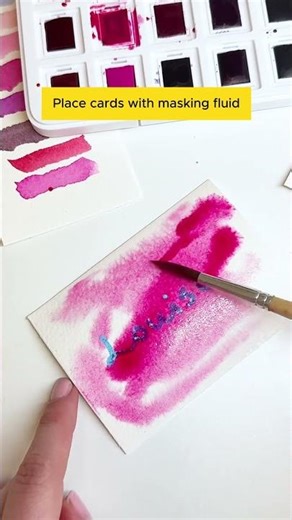 Place cards with masking fluid 🌸