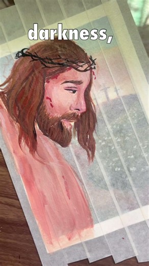 He Is Risen ✝️ | Jesus Christ Resurrection Painting Reveal 🎨 | Satisfying Tape Peel