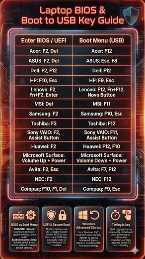 Boot&Bios keys #bootmenu #bios key #windows computer tricks #viralshorts #doomsday #HPBIOS #DELLBIOS