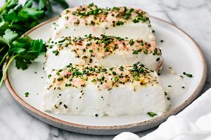 13K views · 213 reactions | The BEST easy halibut recipe. It's foolproof! Recipe: https://downshiftology.com/recipes/baked-halibut-herbed-mayonnaise/ | Downshiftology | Facebook