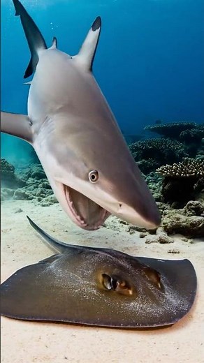 Blacktip Shark Swallows a Stingray in One Powerful Gulp