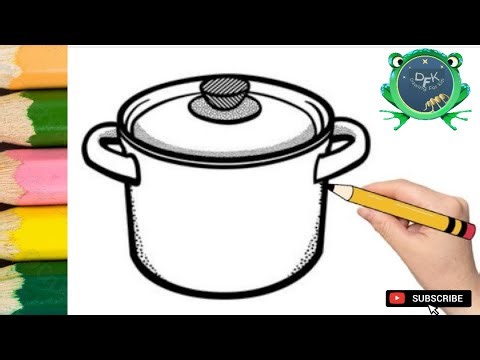 How to draw cooking pot step by step so easy | Saucepan drawing for kids & toddlers