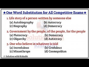 Most Important One word substitution| One word substitution for all competitive exams| Part-03