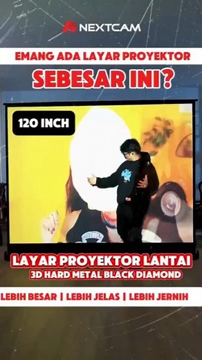 Rekomendasi Layar Proyektor Lantai 120 Inci 3D Hard Metal Black Diamond tampilan lebih lebar tajam