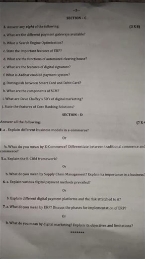 +3 3rd semester exam question paper COMMERCE SECC - 1 E - Commerce BERHAMPUR UNIVERSITY