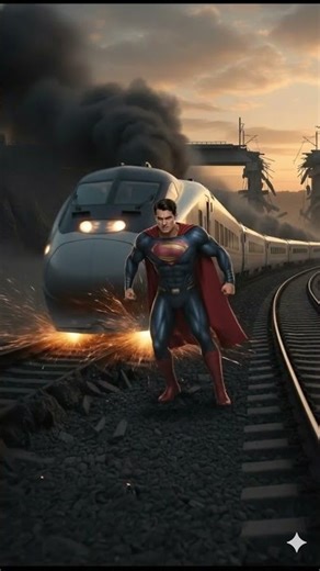 Superman Stops a Runaway Train with His Bare Hands #train #rescue