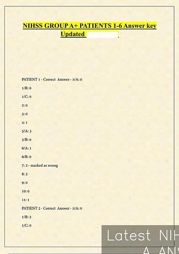Latest NIHSS Group A ANSWER KEY UPDATED video
