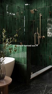 1.4M views · 11K reactions | It's moody perfection!  Featuring: - Jaden 2.5x16 Glossy Ceramic Tile in Hunter - Leona 24x24 Matte Porcelain Tile in Nero Marquina #bathroom #tile #color #green #interiordesign #greenbathroom #bathroominspiration #bathroomdecor #bathroomremodel #bathroomrenovation #bathroomgoals #bathroomideas #inspo #design #aesthetic #greenbeauty #remodeling #remodel | Edward Martin | Facebook