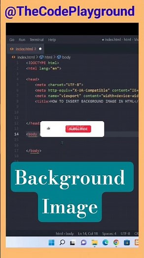 HOW TO INSERT BACKGROUND IMAGE IN HTML #html #css #shorts #shortsfeed #trending #viralvideo #code
