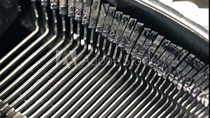 Old typewriter machine detail, typing text on vintage typing machine. Stock Video