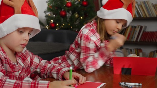 Kids Making Christmas Drawings  - Free Stock Video