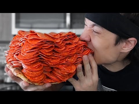 1000+ Pepperoni on 1 Slice of Pizza CHALLENGE!!!