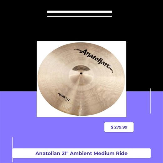 Elevate your sound with the Anatolian 21 Ambient Medium Ride! 🎶✨ Crafted for musicians who seek balance and warmth, this ride delivers responsive playability and a captivating tonal range. 🎤🥁 Its stunning finish and intricate design will not only enhance your sound but also bring an artistic touch to your setup. Whether you’re performing live or jamming with friends, let its vibrant character take your music to new heights! 🚀❤️ Don’t miss out on this opportunity to transform your sound—grab 