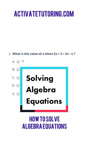 Solving Algebra Equations for ACT Prep #actmathprep #ACTPREP #mathtutorial #algebra1 #mathhelpservices #algebrahacks #algebrateacher #mathtutor