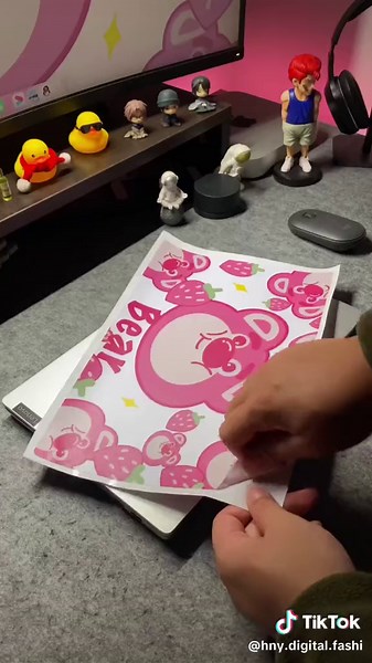 Cute Strawberry Bear Laptop Stickers | Lotso Sticker Collection