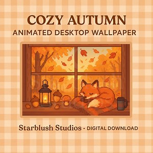 Animated Thanksgiving Fox Desktop Wallpaper: Cozy Fall Scene (digital Download) - Etsy