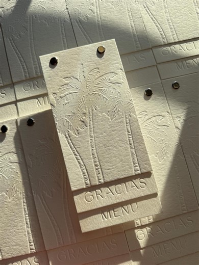 Palm Tree Wedding Menu With Blind Debossing | Wedding Menu | Coastal Menu Card for Your Event - Cotton Paper With Palm Tree Blind Debossing - Etsy