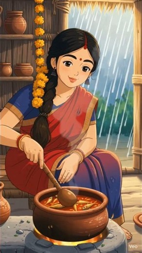 Rainy Day Small Fish Curry | Ghibli Style Cartoon 🌧️🐟 #food
