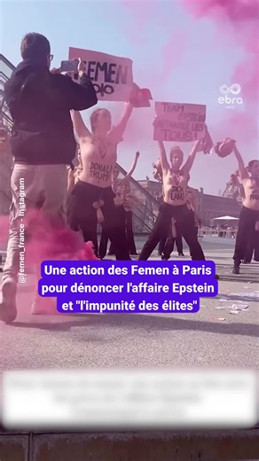 Une action des Femen à Paris pour dénoncer l'affaire Epstein et "'impunité des élites"