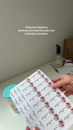 Etiquetas adesivas laváveis para materiais escolares