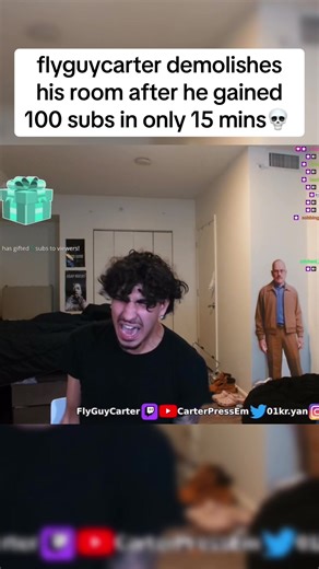 carter demolishes his setup😭 #fyp #flyguycarter #streamer #viral #carter