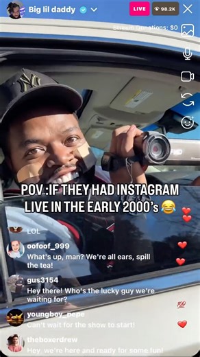 Naim Matthews on Instagram: "😂😂😂😂😂POV IF THEY HAD INSTAGRAM LIVE IN THE EARLY 2000’s @bighomieblocks @thatboyfunny @stoutmire23 #foryou #funny #fyp #reelsvideo #viralreels .. . . . Create your own fake live stream with Parallel Live, get it on the App Store or Google Play"