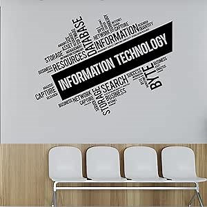 Vinyl Wall Decal Information Technology Business Network Internet Words Stickers Mural Large Decor (ig6172) Black