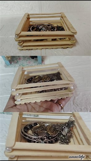 DIY ice cream stick jewellery trays #shorts #diy #craftyhome #craftyliving #art #craftaddict #craft