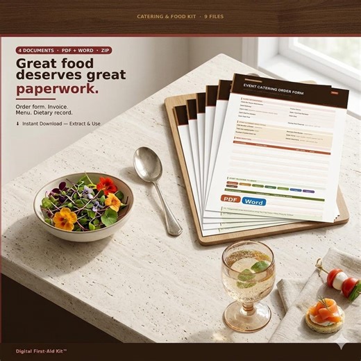 Catering Order Form Invoice Kit | Menu, Dietary Record (PDF + Word) | Instant Download - Etsy