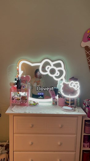 Hello Kitty Vanity Setup with Vanity Mirror and Lights