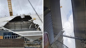 First pictures inside O2 arena show scale of damage after Storm Eunice rips off roof | LBC