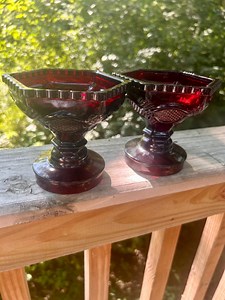 Avon-ruby Red Pressed Glass Compote Dishes: 1876 Cape Cod Collection - Set of 2 - Etsy