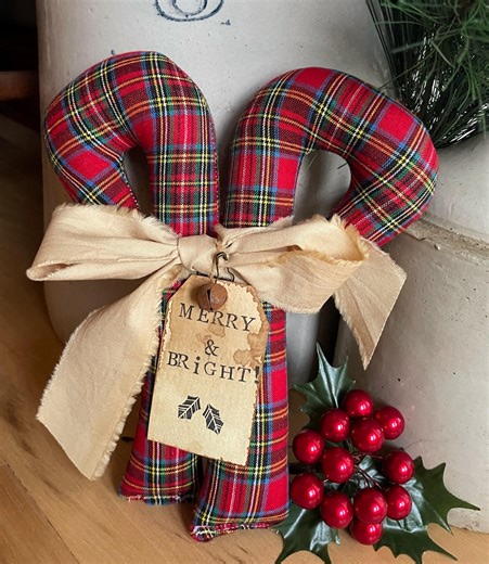 Plaid Candy Cane, Tartan Christmas Decor, Primitive Candy Canes, Christmas Candy Canes, Farmhouse Christmas Decor, Christmas Gift for Mom - Etsy