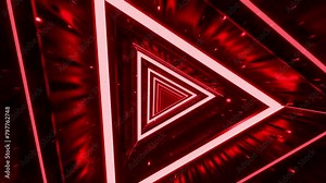 Series of nested red triangles with bright neon outlines.