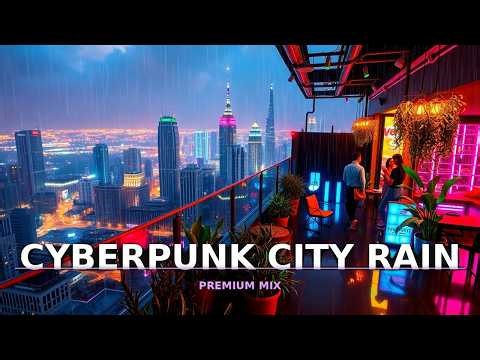 Cyberpunk Nightscape Ambience - Relaxing Rain Sounds