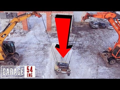 Swinging back and forth on chains and excavators in a Lada