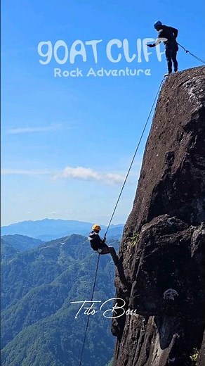 rappeling at the Goat Cliff Rock Adventure and Camping park in Atok, Benguet