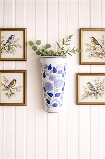 Vintage Ceramic Blue and White Wall Pocket Hanging Planter Ornate Jardeniere Entry Way - Etsy UK