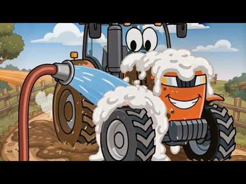 Red Tractor Gets Dirty and Clean | Kids Song About Washing Tractor