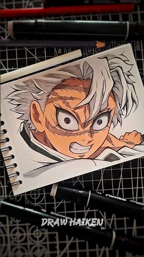 Drawing Shinazugawa Sanemi - Demon Slayer #kimetsunoyaiba #anime #drawingandassemblingdemonslayer