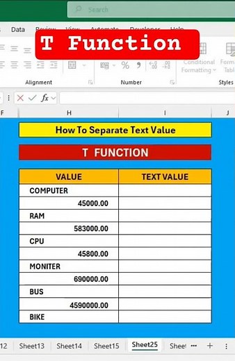 How to Use T Function in Excel.