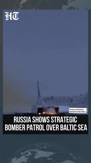 🎥#WATCH | Russian Tu-22M3 long-range strategic bomber planes carried out a scheduled patrol over neutral waters of the Baltic Sea, the Defence Ministry reported via its Telegram channel | Hindustan Times