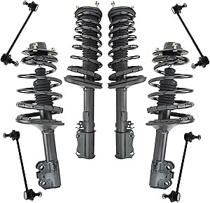 TRQ Front and Rear Suspension Kit Complete Strut & Coil Spring Assembly Sway Bar Stabilizer Link Compatible with 1997-2001 Lexus ES300 1997-2003 Toyota Avalon Camry