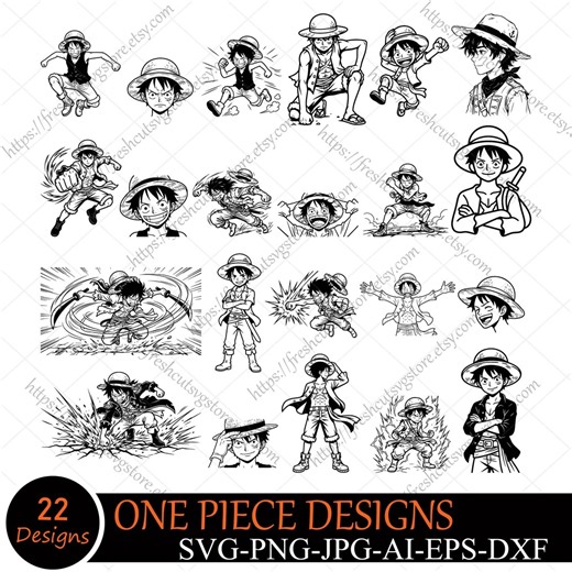 One Piece SVG PNG Bundle, Manga Style Characters, One Piece Characters, Anime Cut File, Anime Vector, One Piece Clipart, Anime Character Svg - Etsy