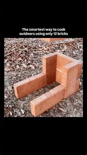 The smartest way to cook outdoors using only 12 bricks 🧱