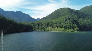 Mesmerizing view of Golden Ears Provincial Park, where North Beach meets the tranquil waters.