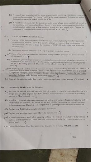 TY. B. SC (Computer science) Wireless sensor Network question paper #engg #networksetup